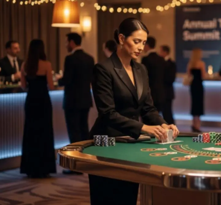 Mobilny stół do blackjacka przygotowany na event tematyczny