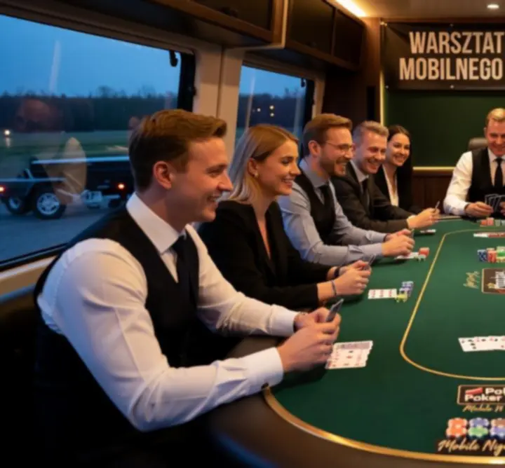 Mobilny wieczór pokerowy z profesjonalnym stołem i krupierem w Polsce