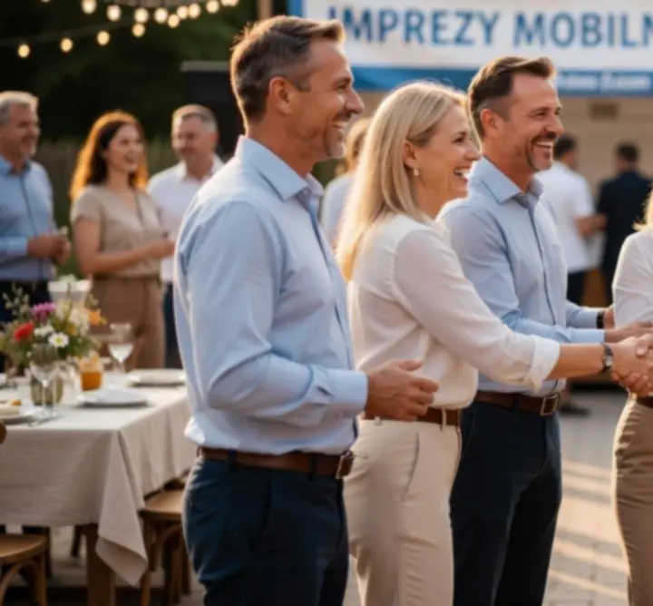 Zadowoleni goście mobilnego wydarzenia kasynowego