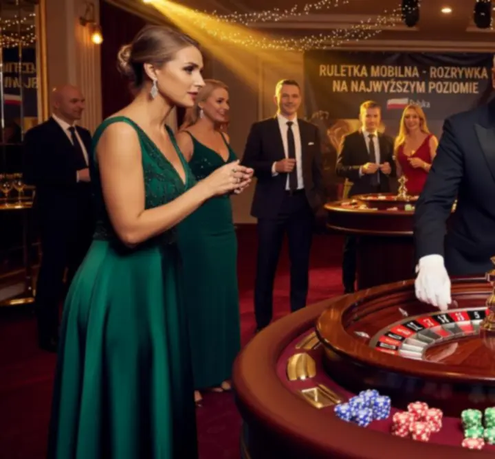 Mobilne stanowisko ruletki przygotowane na elegancki event