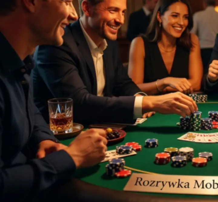 Profesjonalny stół do pokera podczas wieczoru eventowego